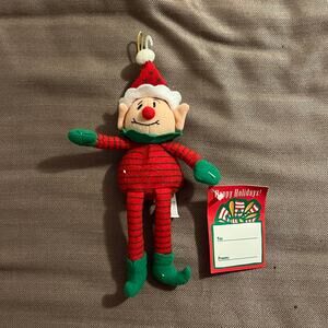 Dakin Elf Plush Ornament Stuffed Doll Christmas 8”